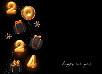 Happy New 2024 Year design template with gift box. Happy holidays. Special season offer.