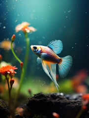 Guppy in its Natural Habitat, Wildlife Photography, Generative AI