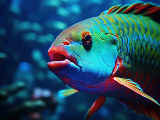 Parrotfish in its Natural Habitat, Wildlife Photography, Generative AI
