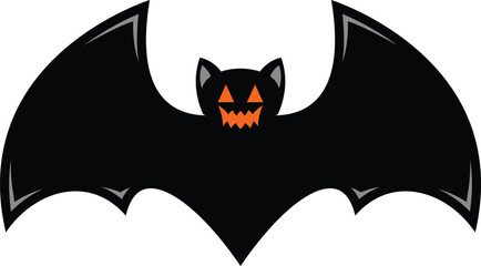 Naklejka premium Scary black halloween bat vector icon