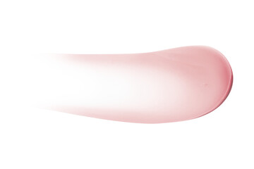 Smear of pink cream, balm, conditioner with banana, egg or chamomile on an empty background. Isolated.