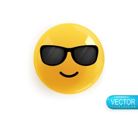 Emotion Realistic 3d Render. Icon Smile Emoji. Vector yellow glossy emoticons. PNG