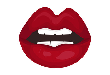 Ajar sexy mouth of a girl. Facial expression. Vector. Illustration