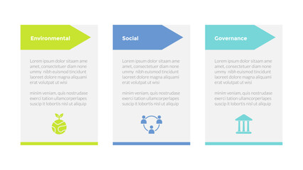 esg environmental social governance infographics template diagram with table and arrow header 3 point step creative design for slide presentation