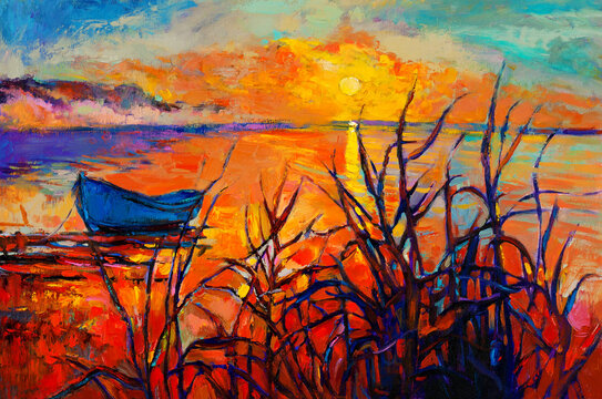 Sunset over ocean