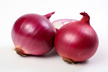 red onion isolated on white background ai generative - obrazy, fototapety, plakaty