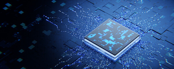 Abstract microelectronics technology concept. Abstract microchip. Conventional technologies. New...
