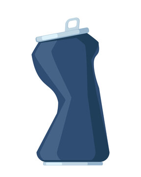 Empty crushed soda aluminum can icon. Garbage recycle concept. Vector illustration.