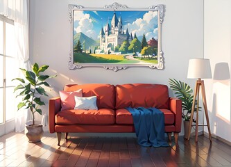 living room interior, ai generated 