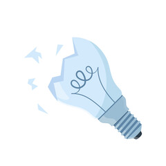 Broken light bulb. Glass trash. Garbage recycle concept. Vector illustration.