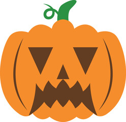 Creepy orange halloween pumpkin vector icon