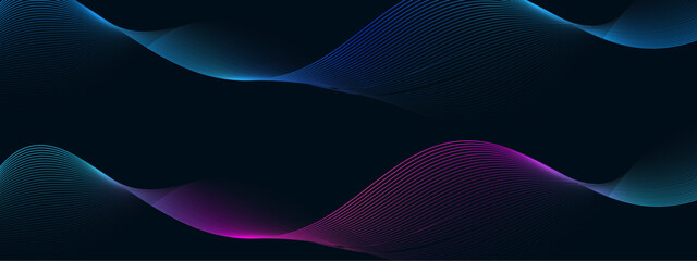 Abstract wavy information technology smooth wave lines background. Design used for banner, presentation, web design, cover, web, flyer, card, poster, texture, slide, magazine, data visualization.