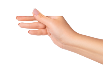 A woman's hand holds a transparent sheet. on isolated transparent background