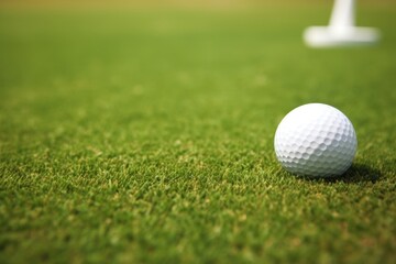 Obraz premium Closeup golf in the golf course with hole, AI generated