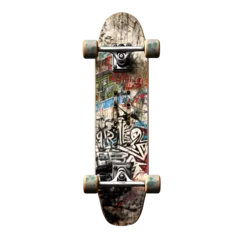 Meubelstickers Vintage Skateboard with Graffiti on Transparent Background © John