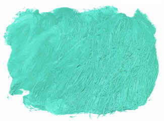 Emerald green colored background with abstract gouache paint texture. 