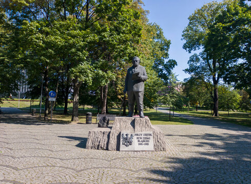 A statue of Jerzy Zietek who was a General and Politician, in Katowice, Poland
