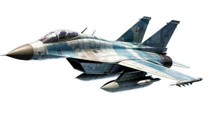 Fighter jet isolated on transparent background, generative ai