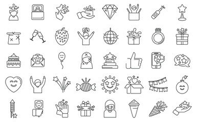 Delight icons set outline vector. Happy woman. Wow face