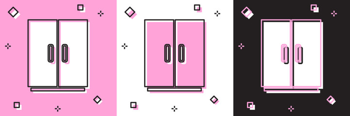 Set Wardrobe icon isolated on pink and white, black background. Vector