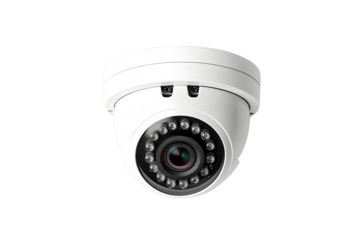 Surveillance camera isoalted on transparent background