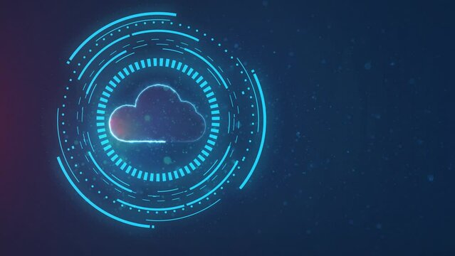 Cloud computing Data Fiber and Circle line HUD technological glowing Effect graphic animation 4k.