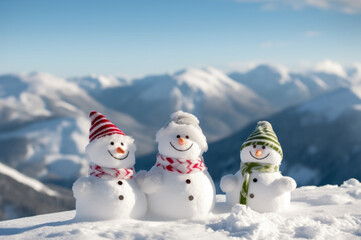 Snowman background banner created with Generative AI technology 