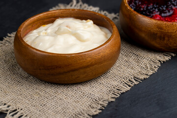 fresh cow's milk yogurt with blackberries and raspberries , dairy products