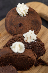 chocolate cake potatoes on the table