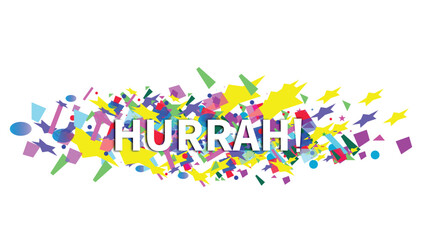 Colorful confetti with HURRAH text
