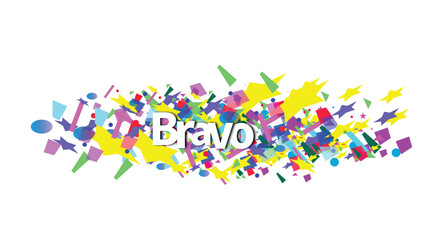 Colorful confetti with BRAVO text