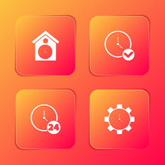 Set Retro wall watch, Clock, 24 hours and Time Management icon. Vector