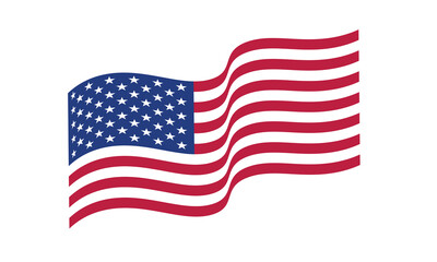 Vector Waving USA Flag on the white background. Waving American Flag Vector. Elegant waving vector flag of the United States. Wavy USA national vector banner