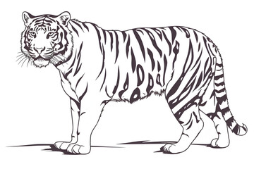 Tiger icon, black and white, AI GENERATED