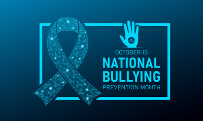 National bullying prevention month is observed every year in october. October is national bully awareness month. Vector template for banner, greeting card, poster with background. Vector illustration.