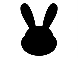 Easter bunny head silhouette vector art white background
