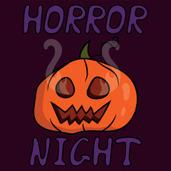 Halloween illustration with funny pumpkin