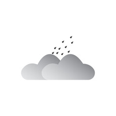 Abstract vector design drops of rain from cloud. Cloudy and rainy cartoon eps background.