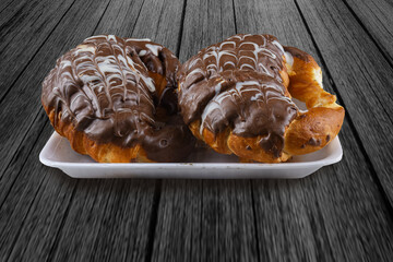 Chocolate Sweet Buns with Cream Filling