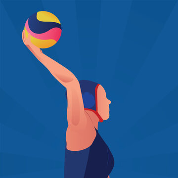 Woman playing water polo water sport activity