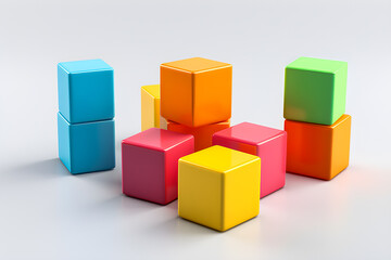 colored children cubes, 3d style, generate AI.