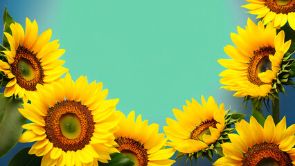 向日葵の余白のある背景素材