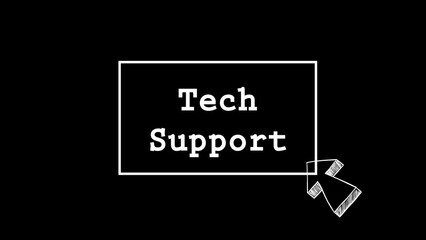 Tech support button on black background 