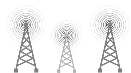 radio tower mast network vector flat design. - obrazy, fototapety, plakaty
