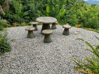 stone bench in the park
