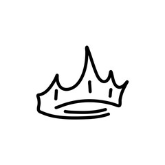 Doodle crowns. Line art king or queen crown sketch