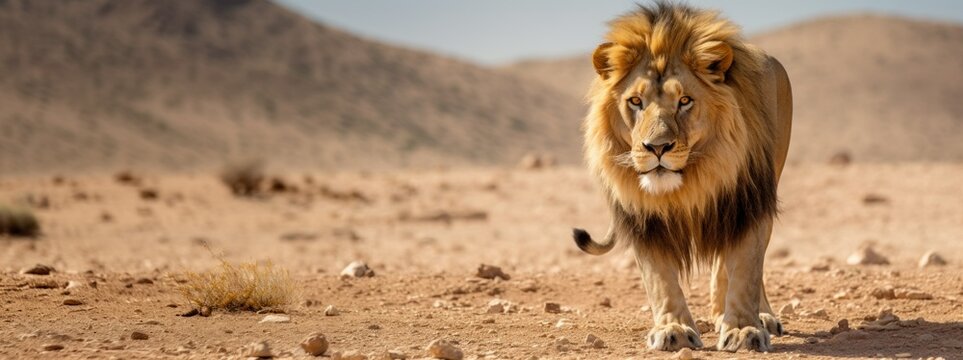 Barbary lion, North African, Atlas and Egyptian lion extinct population. Barbary lion big cat largest lion sub-species.