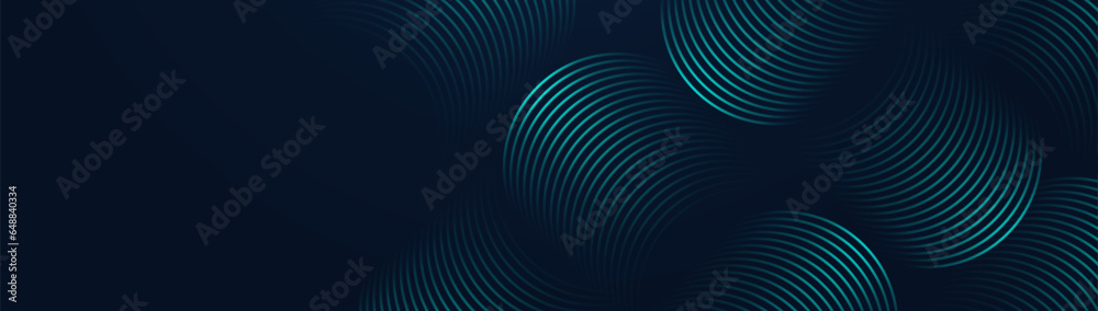 Poster Blue abstract background with glowing curve geometric lines. Modern shiny blue wave lines pattern. Vector illustration