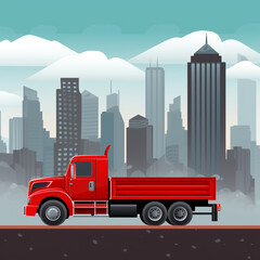 Red truck pollution city
