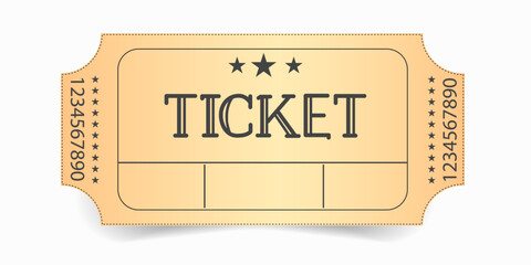 Mockup  of ticket in retro style. Old style coupon template. Vintage cinema or theater ticket. Retro concert ticket stub. Blank event ticket. 2023 - obrazy, fototapety, plakaty
